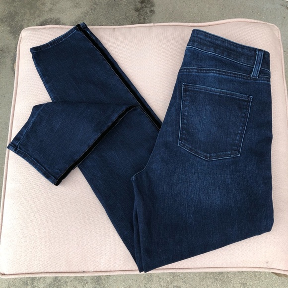 Talbots Flawless Stretchy Black Velvet Trim Sides Blue Wash Slim Ankle Jeans 6 - Picture 16 of 16